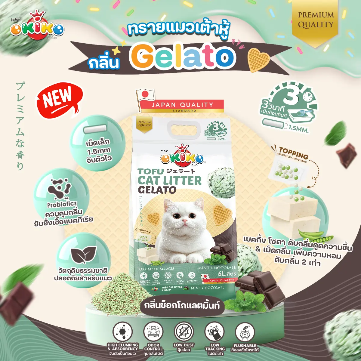 Tofu Cat Litter Gelato Mint Chocolate