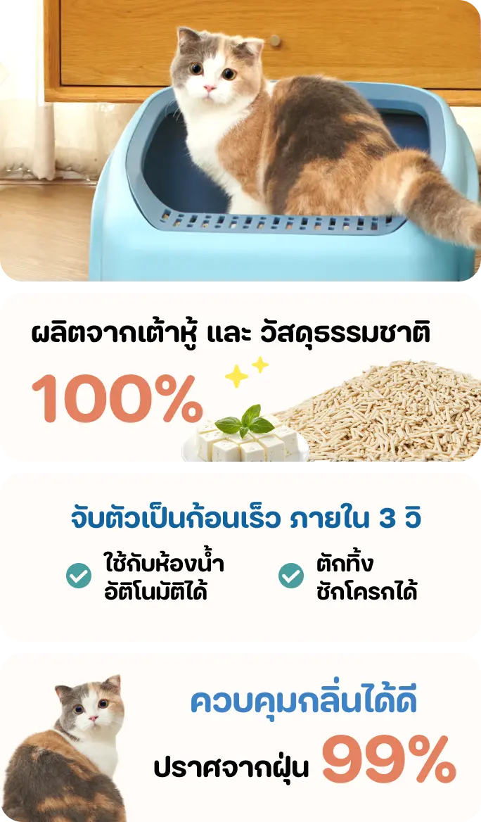 OKIKO ทรายแมวเต้าหู้กลิ่นชาเขียว ปราศจากฝุ่น 