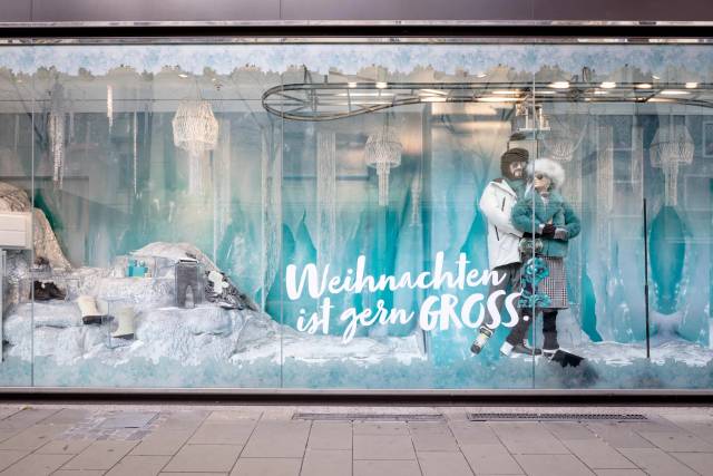GROSS Winter-Schaufenster blaue Wellen abstrakt
