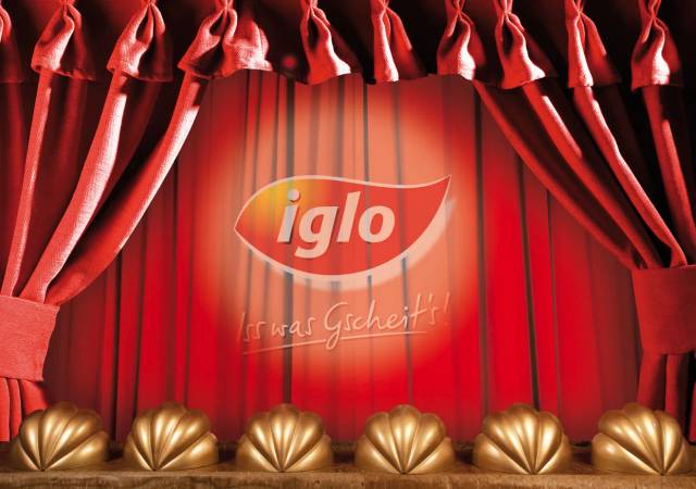 iglo Vorhang-Motiv Werbegrafik