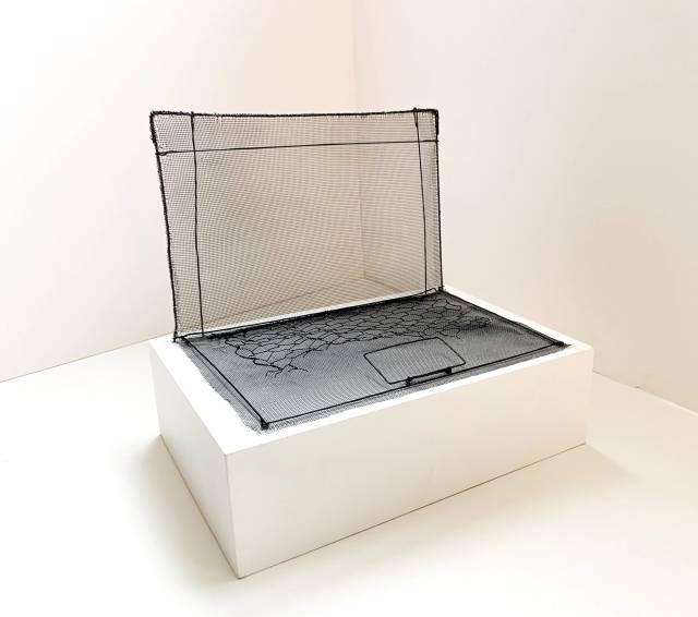 Drahtskulptur Laptop Modell