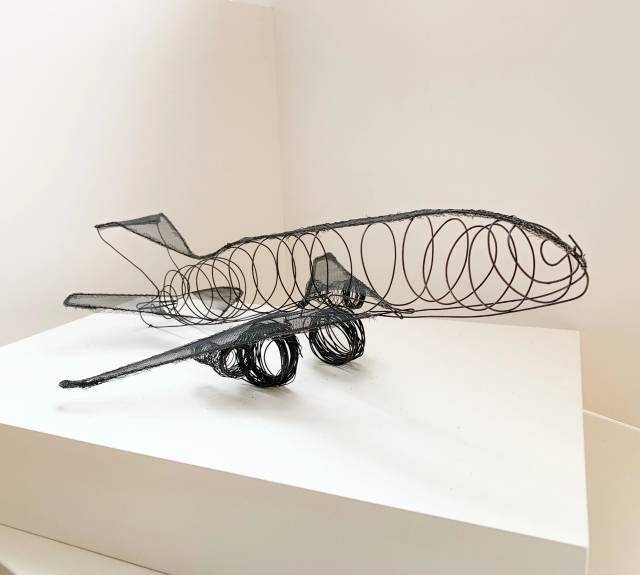 Drahtskulptur Flugzeug Modell