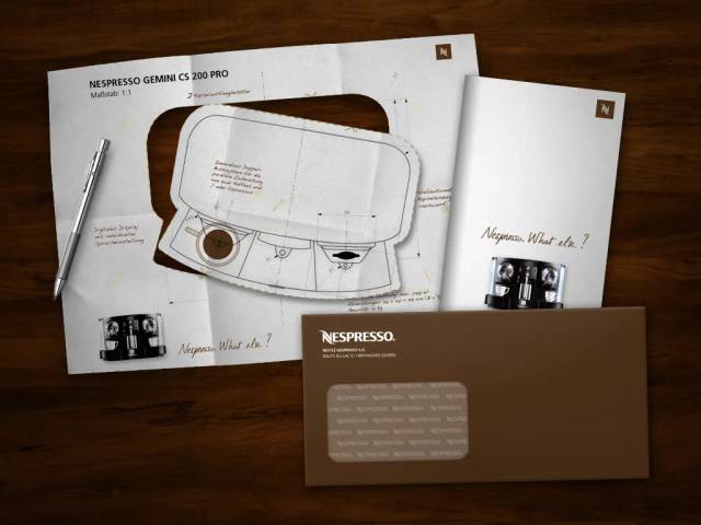 Nespresso Gemini Direktmailing mit Skizze