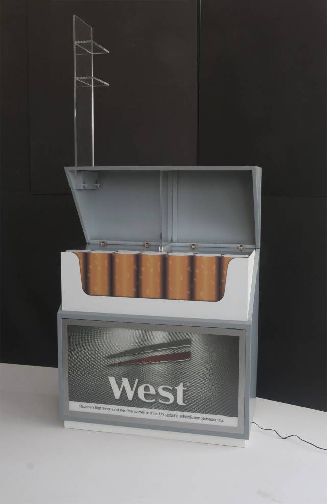 West Zigaretten Leuchtdisplay silber offen