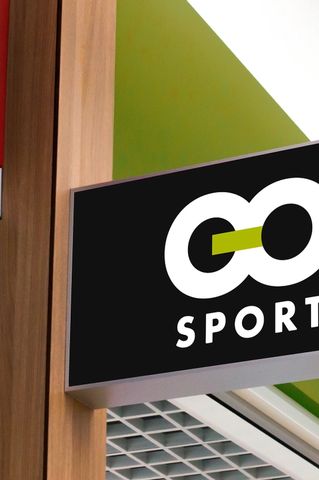 Go Sport logo redesign proposal by Xavier Wendling. Packaging mockups.