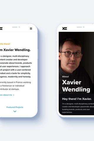 Xavier Wendling websitre. 2021 redesign. Personal brand.