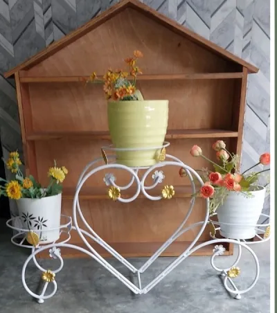 3 pot stand heart design white