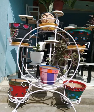 Drum Design 6 pot holder white