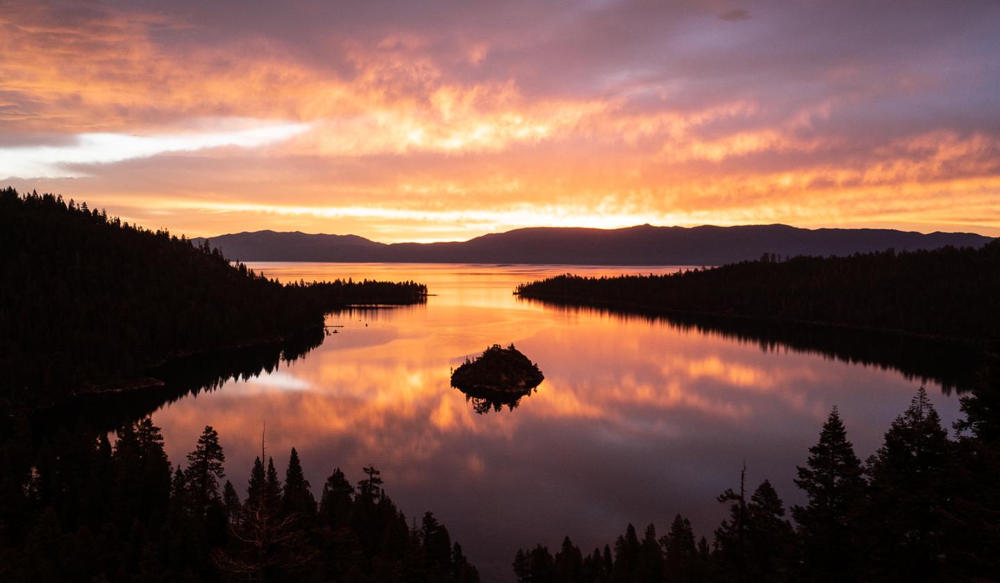 Sunset of Lake Tahoe landscape