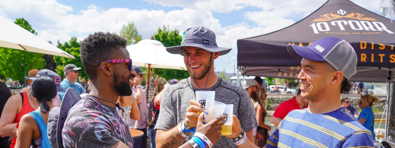 Three friends drinking beer