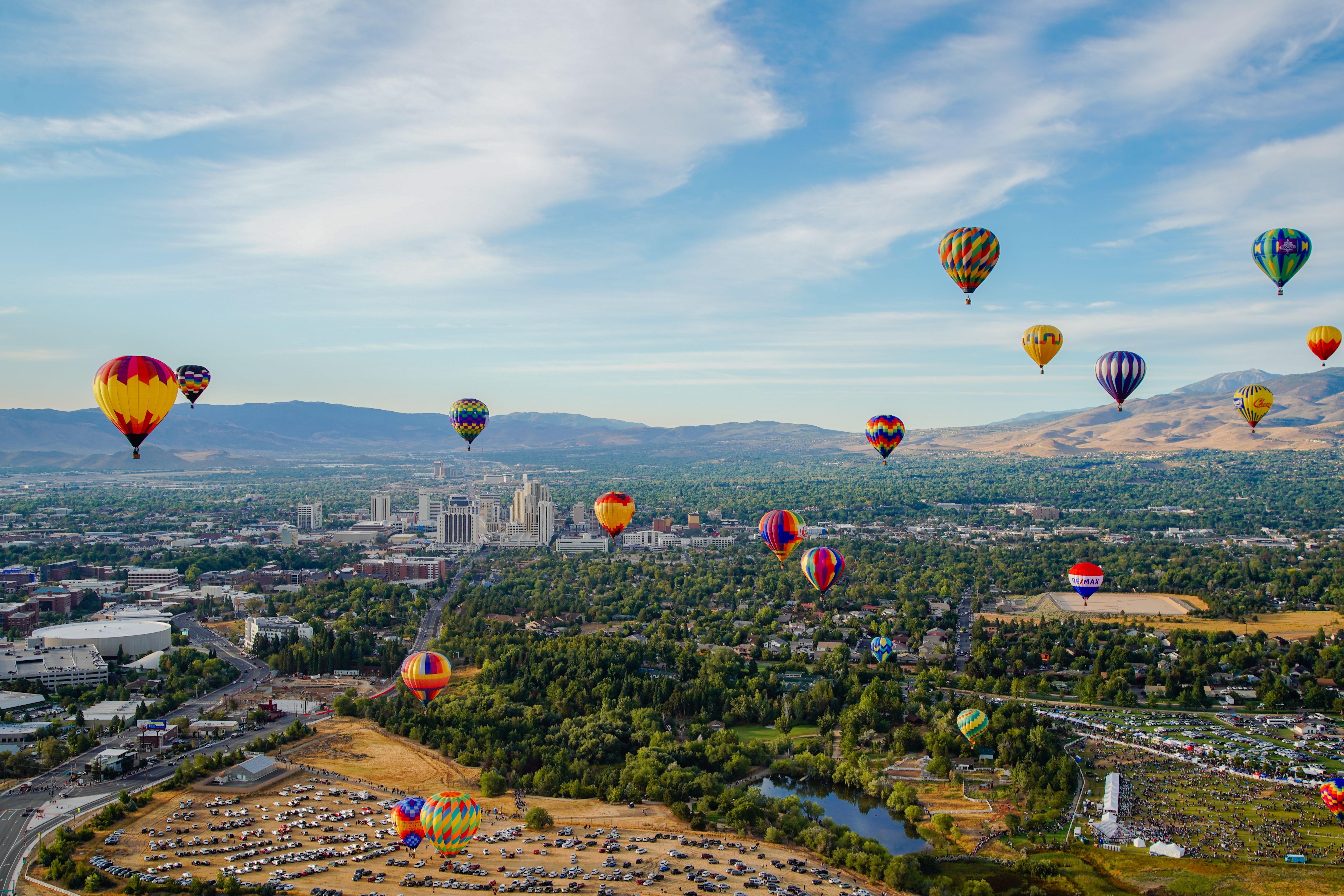 Hot air balloons in the sky over Reno