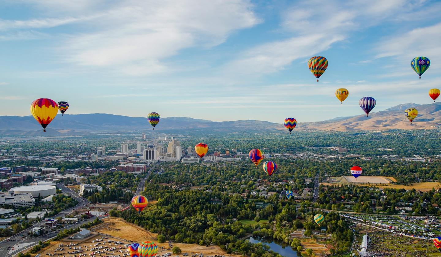 Hot air balloons in the sky over Reno