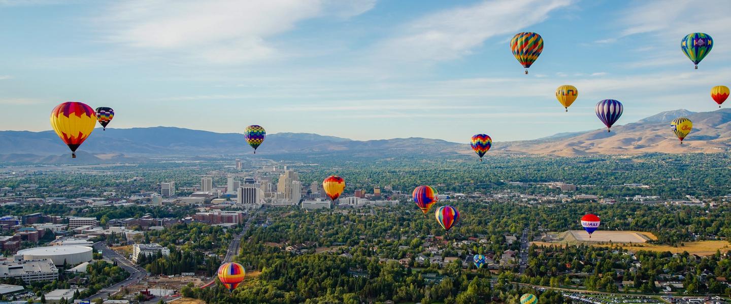 Hot air balloons in the sky over Reno