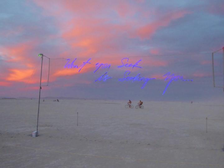 Neon sign display at Burning Man