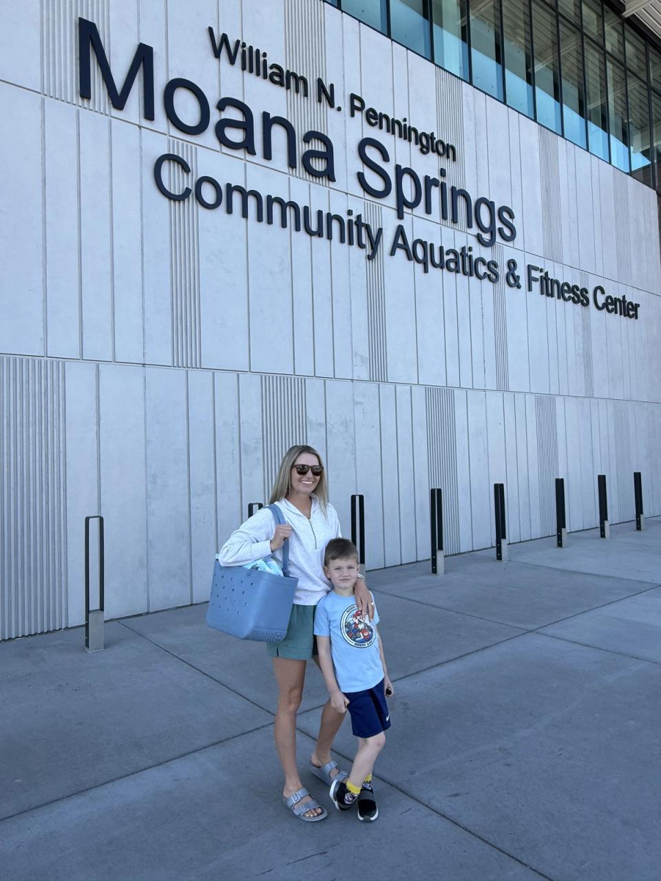 Family swimming at Moana Springs pool in Reno