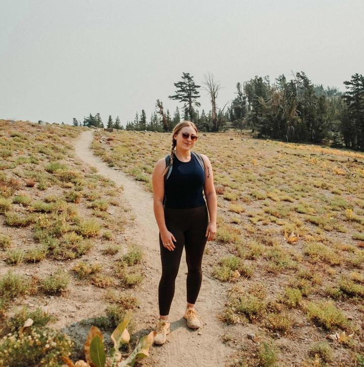 Kristie Boyd hiking Rose Knob Summit