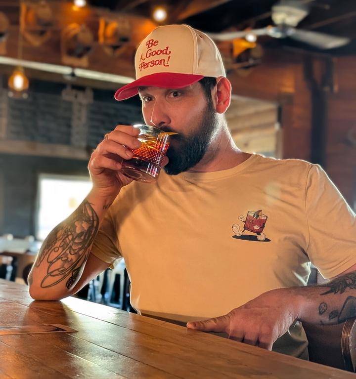 Jason Bailey enjoying a drink at Chapel Tavern