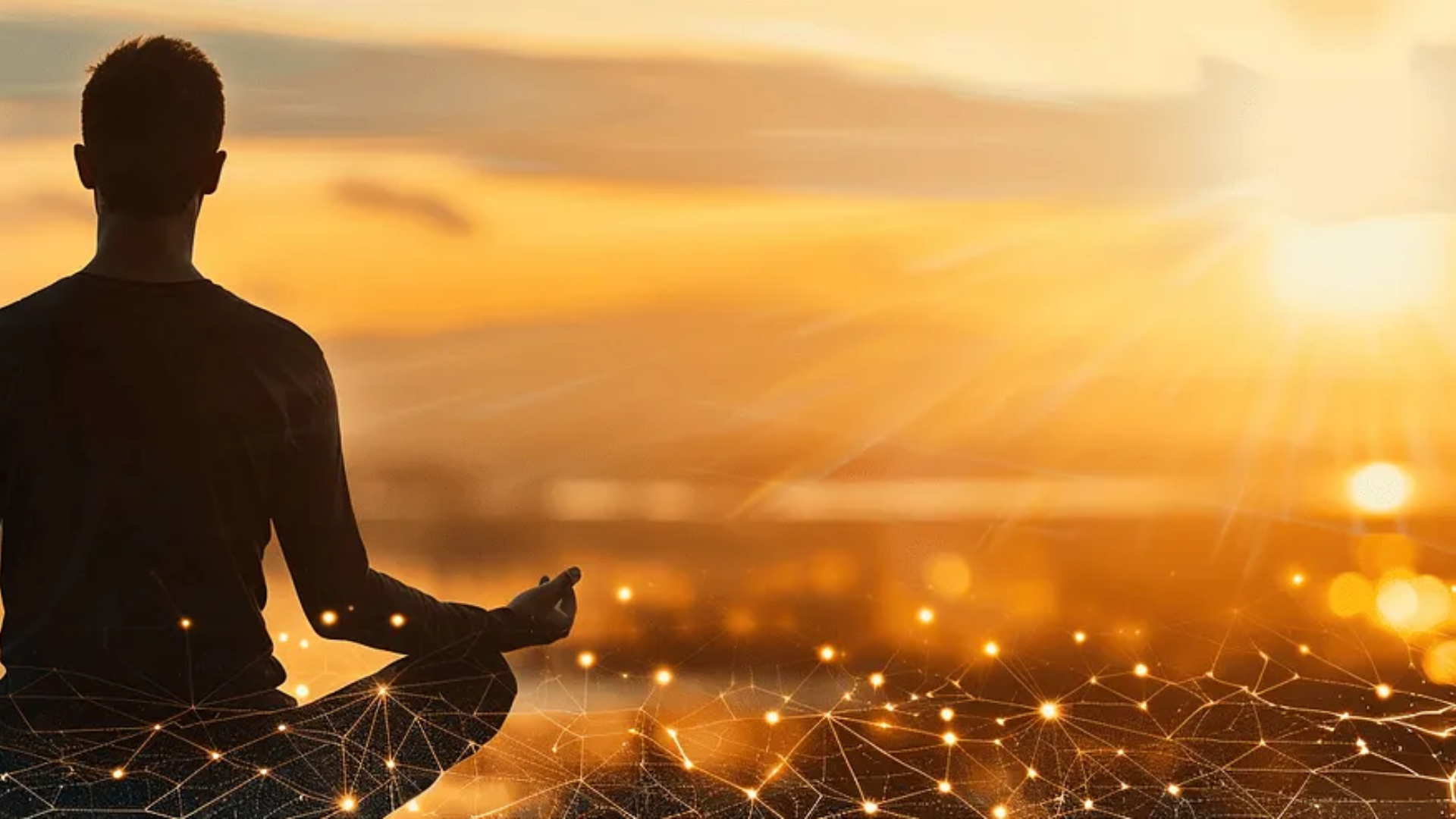 Image of a silhouette of a man in a meditation position