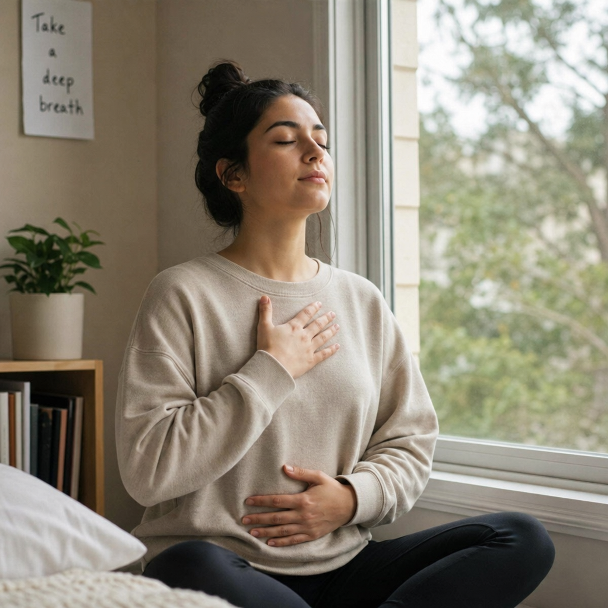 Girl Deep breathing