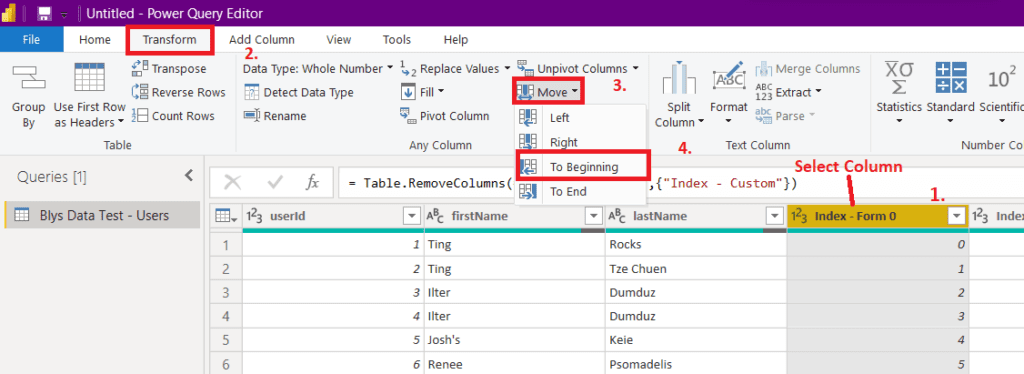 Transform Column