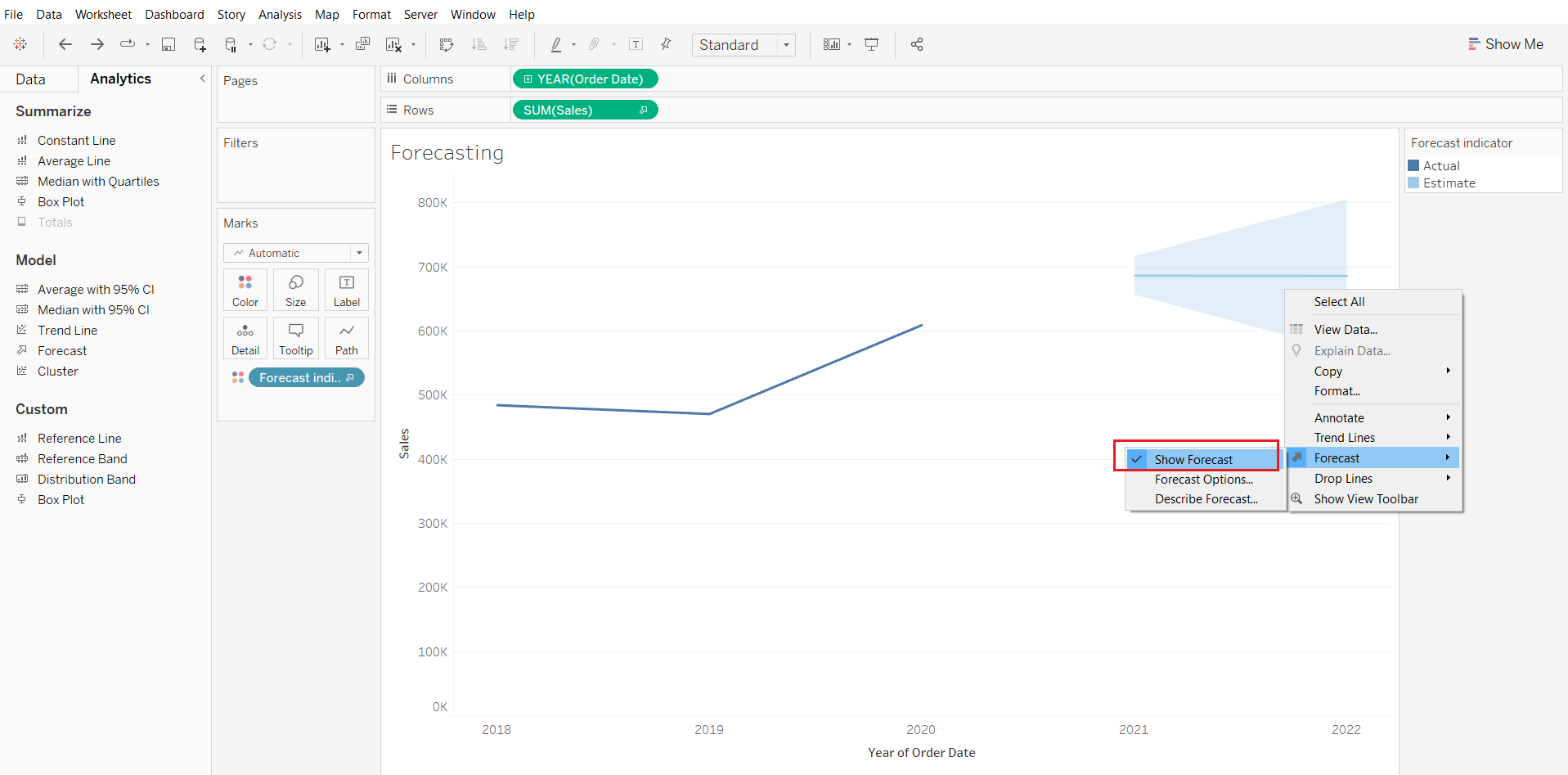 To remove the forecast, de-select on the “Show Forecast” as shown in the image