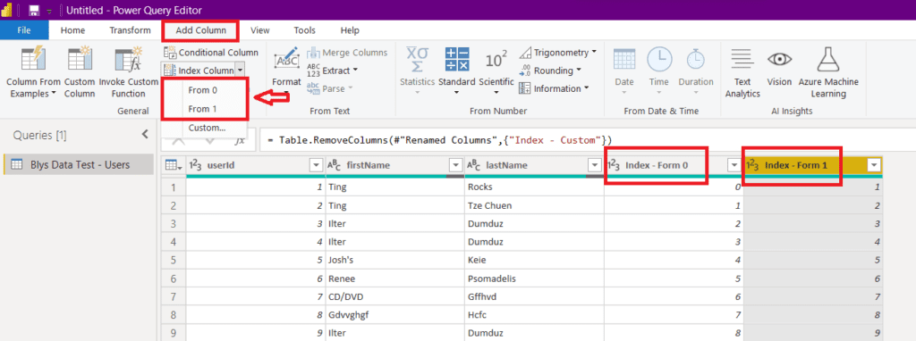 Index Form 0 and Form 1