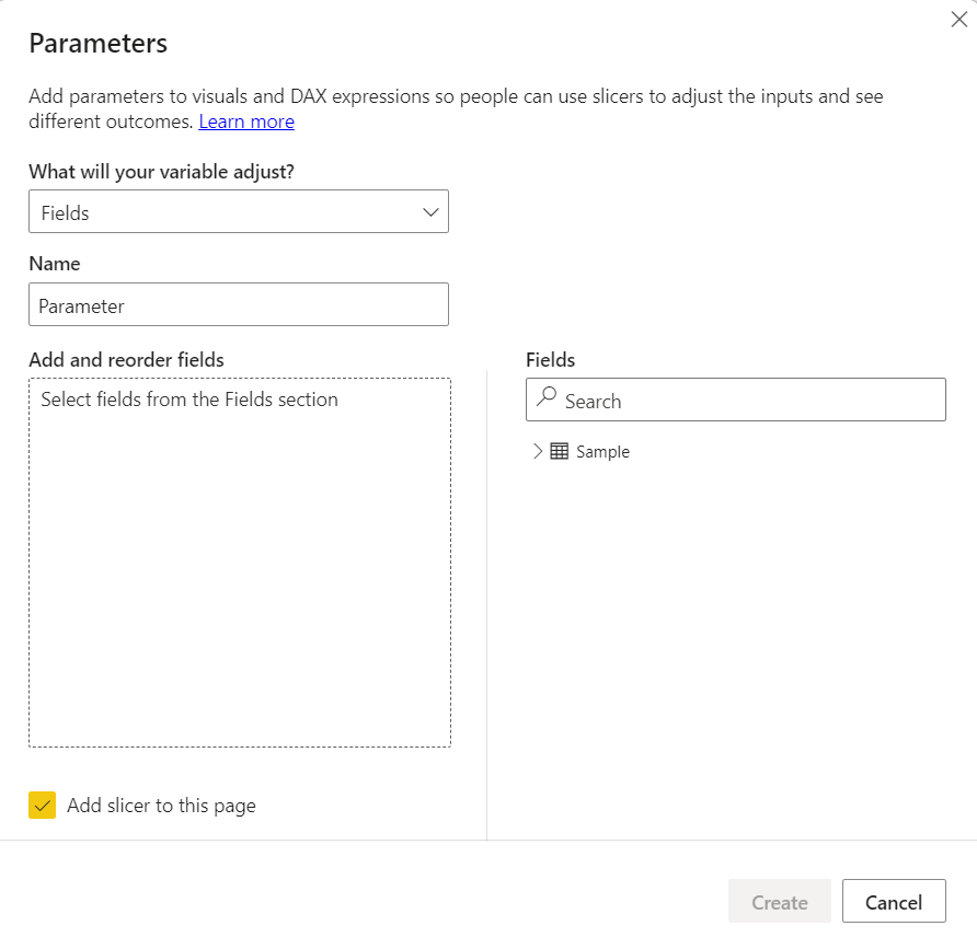 Parameter Field Window