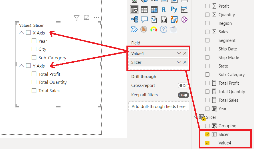 Placed Value4 and Slicer Field to Create Slicer