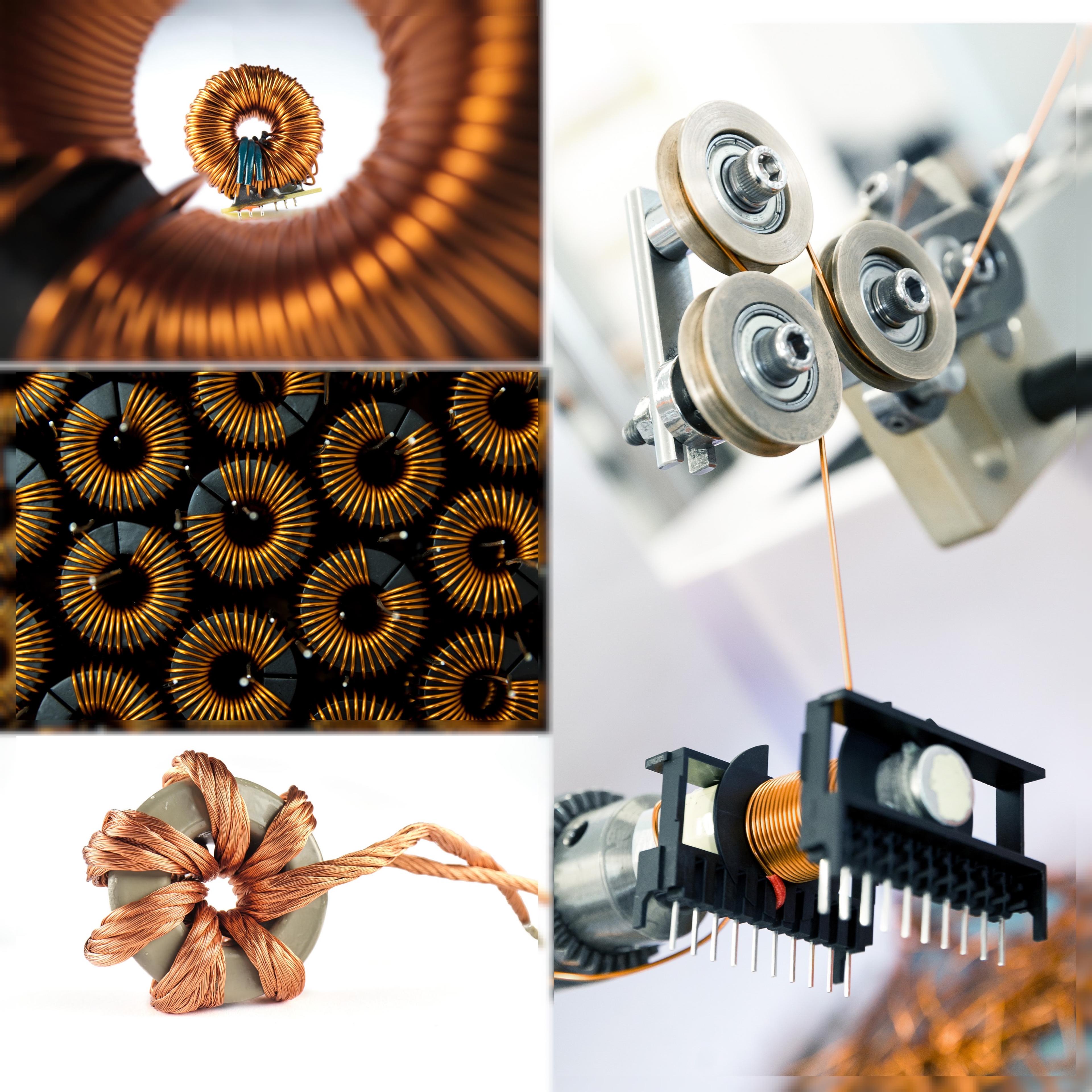 Eine Collage mit Bildern verschiedener elektronischer Bauteile