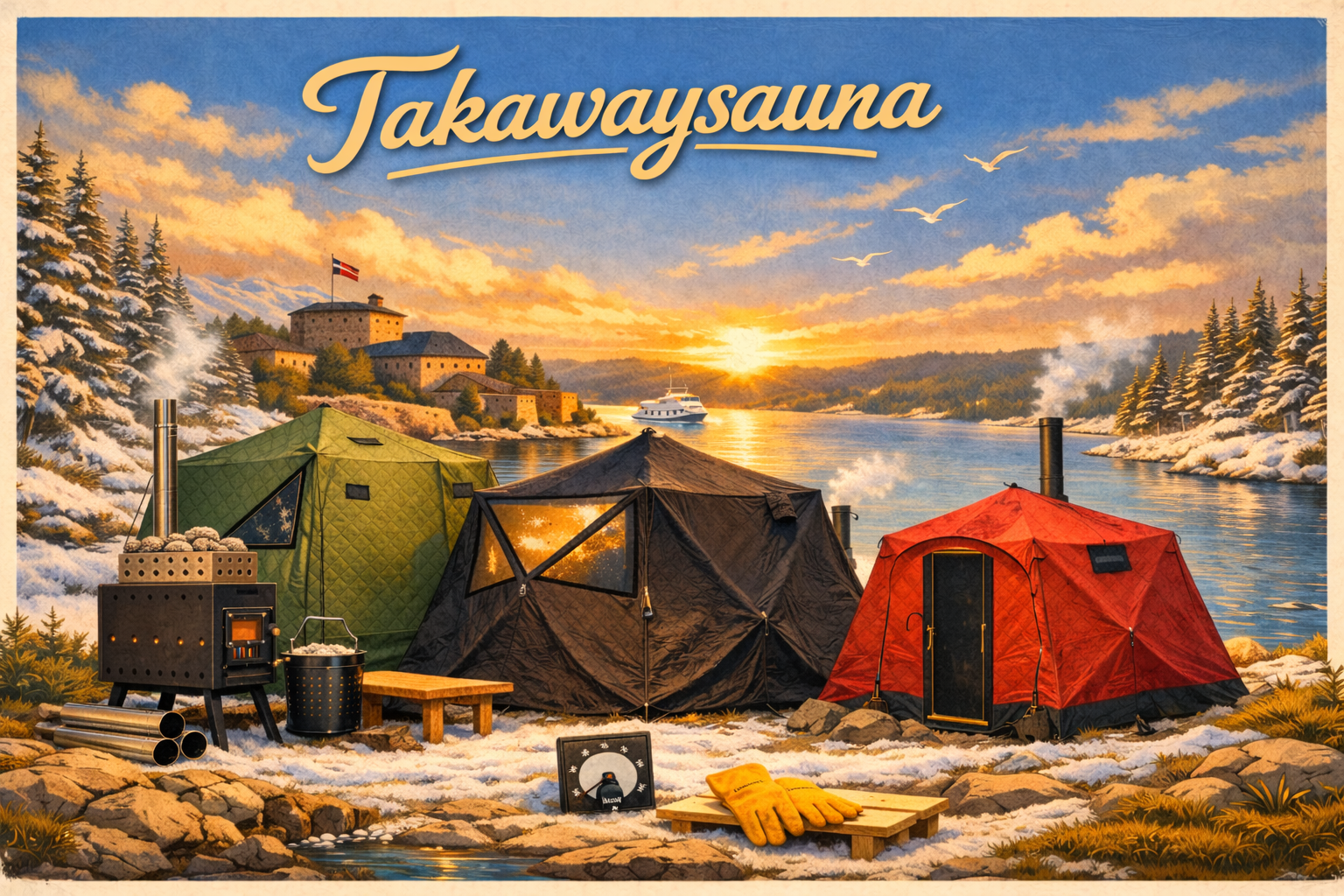 Badstue/ Sauana telt opptil 10 plasser, med tilbehør