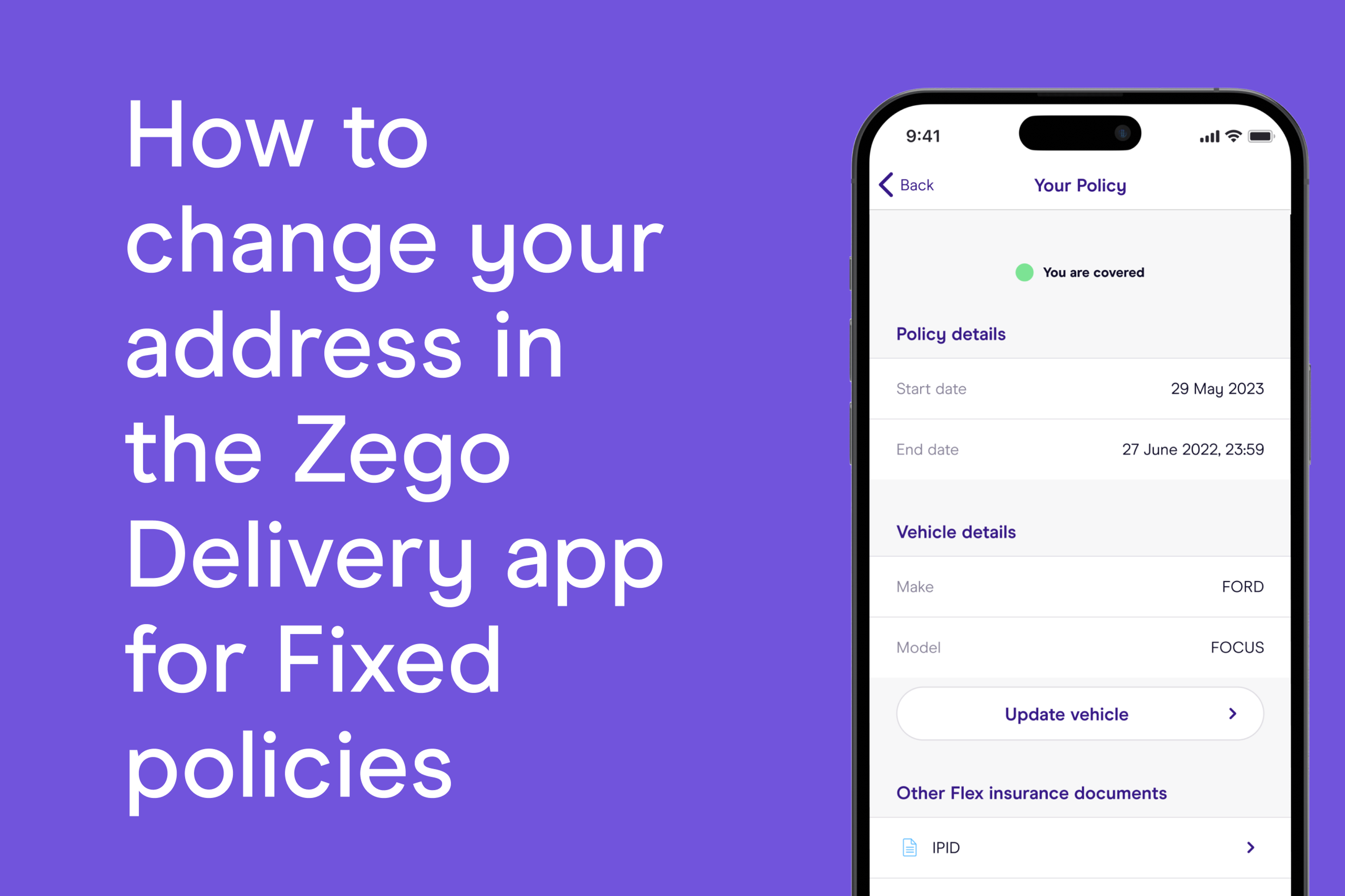 How to change your address in the Zego Delivery app for Fixed policies