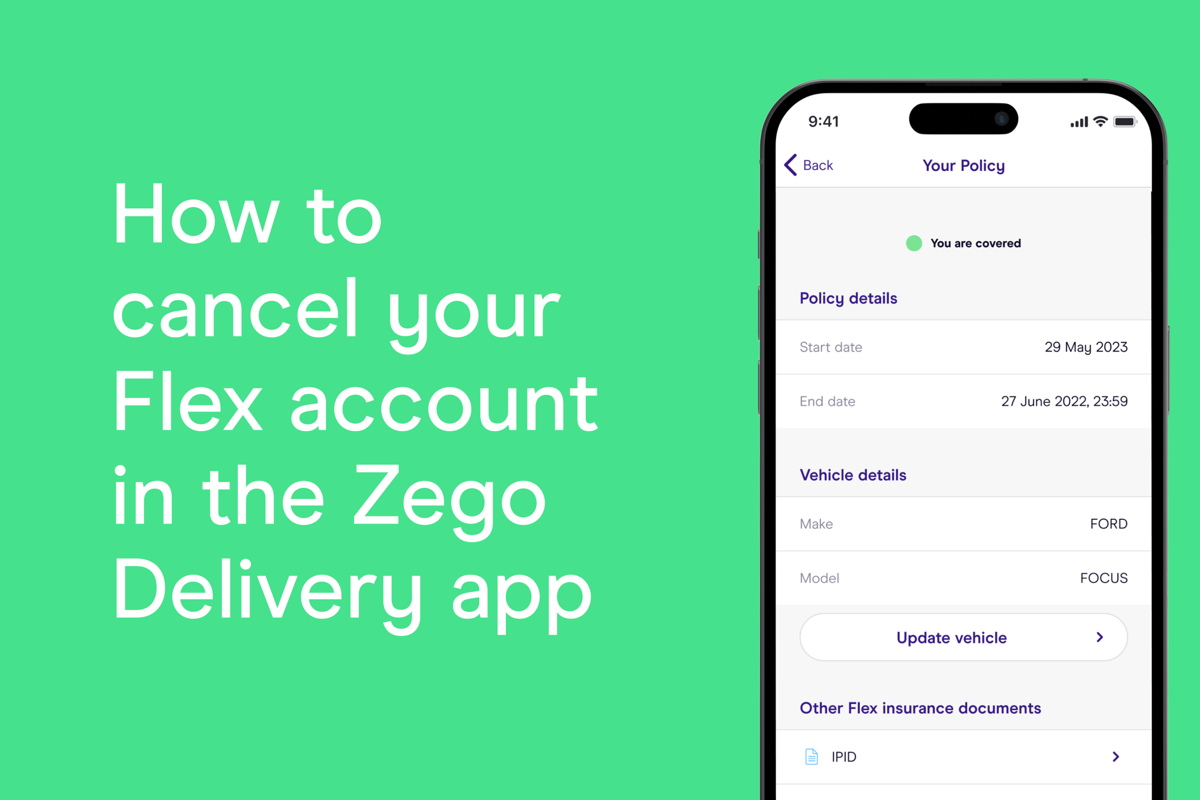 How to cancel your Flex account in the Zego Delivery app