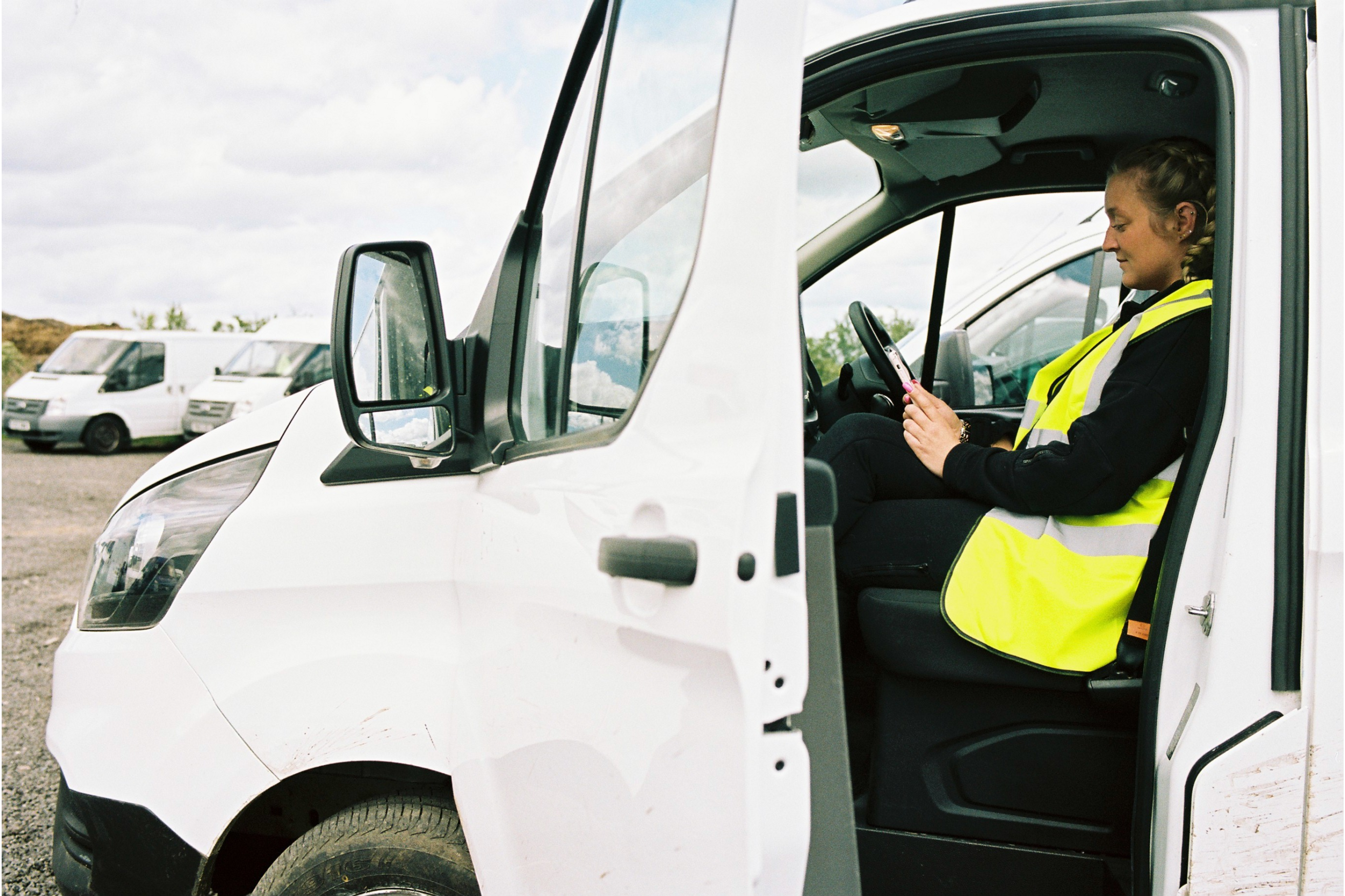 Courier driver sat in van