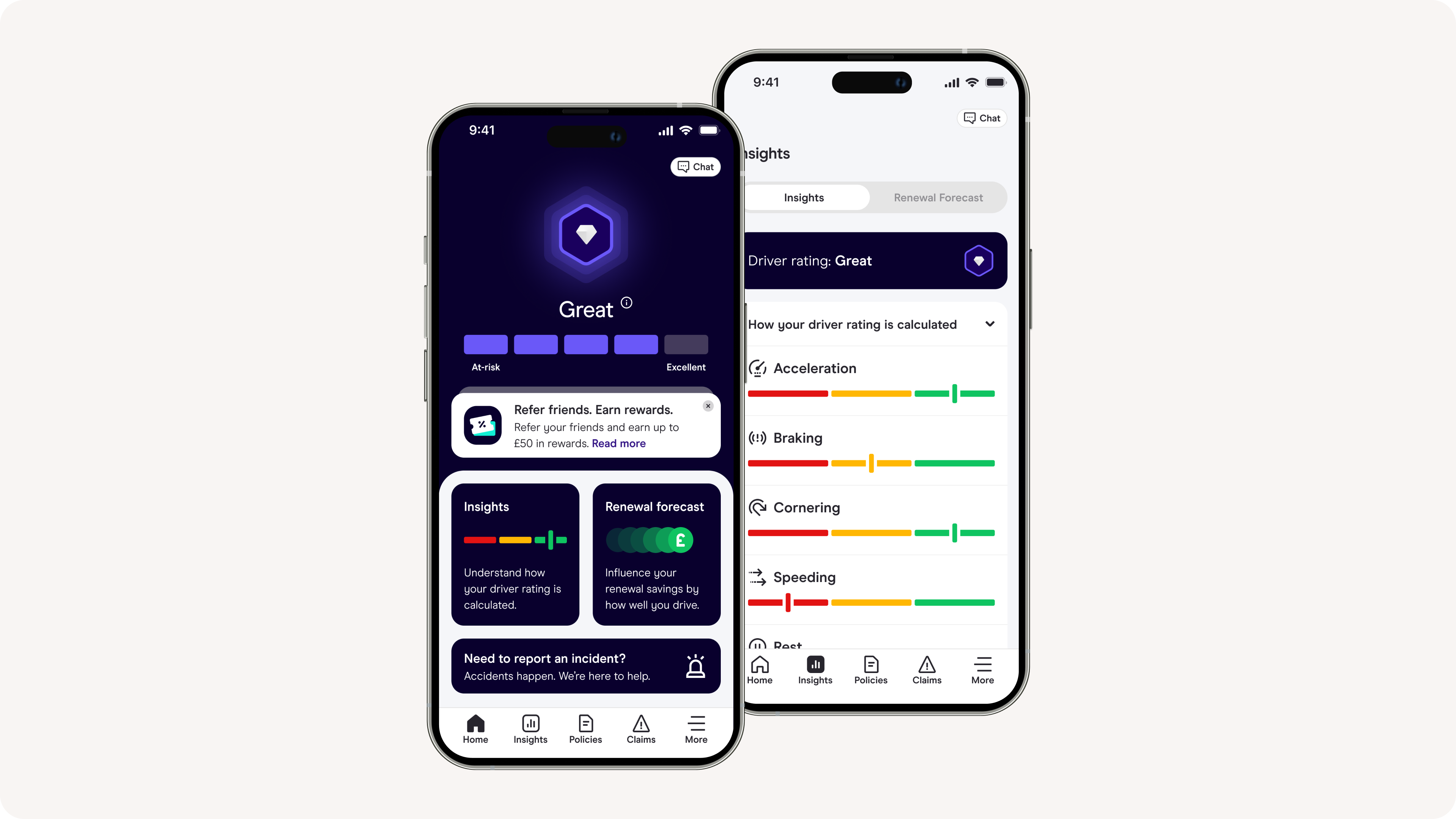 Sense driver rating and rating factors