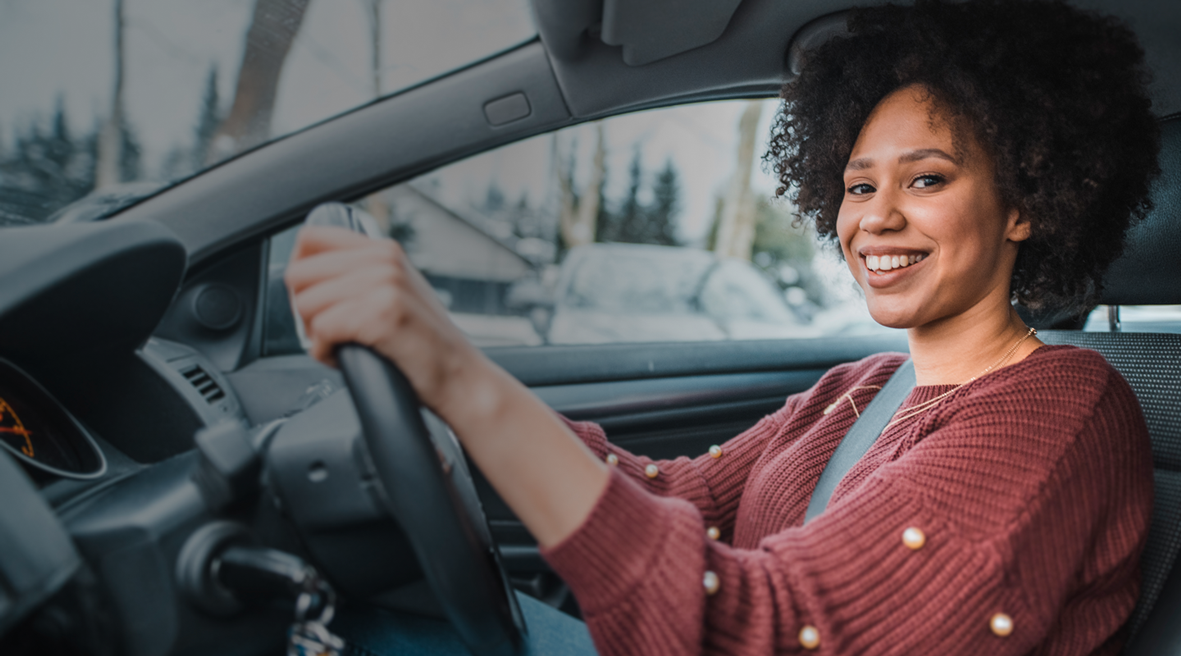 learner driving her car.