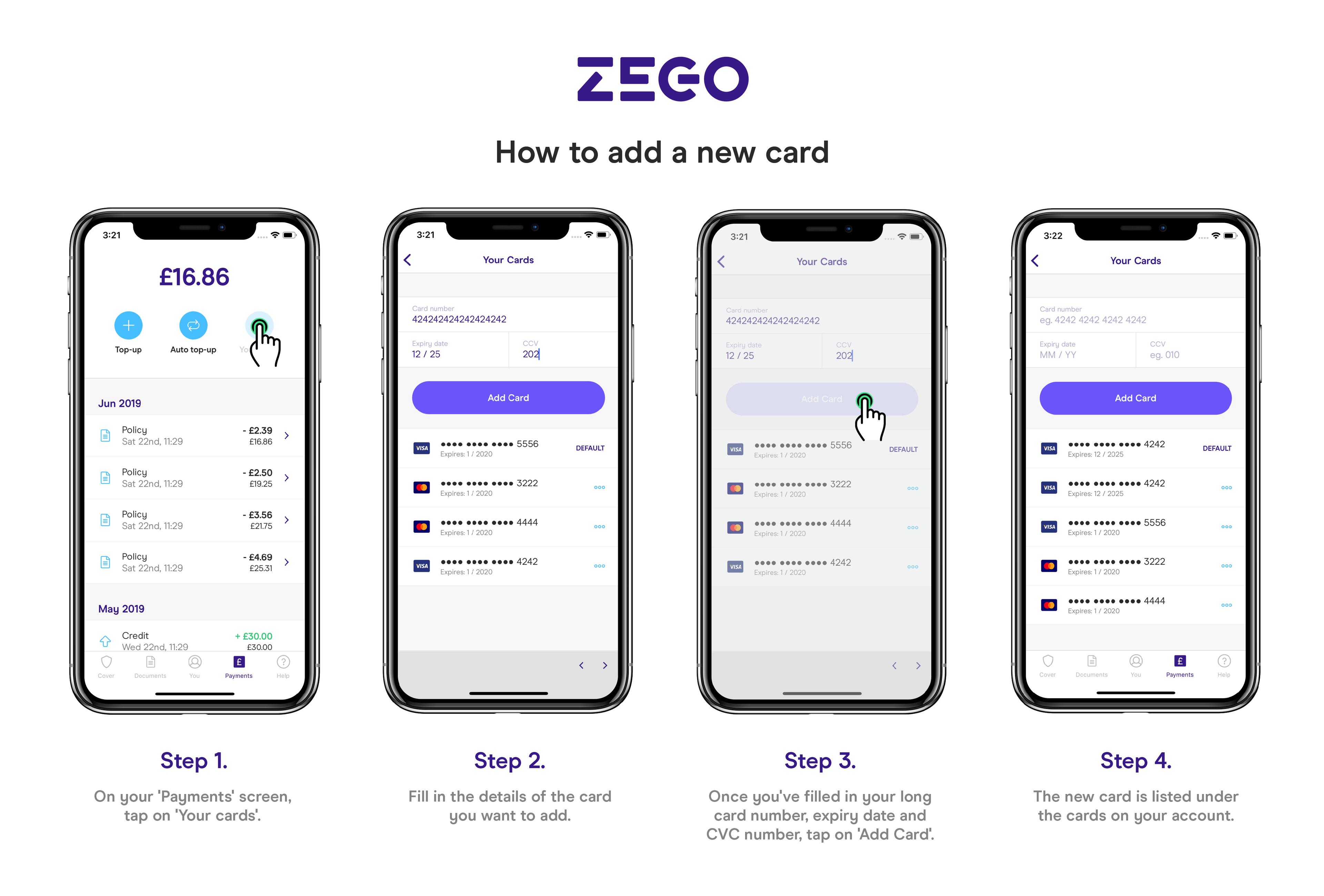 showing zegos monthly insurance  on an app