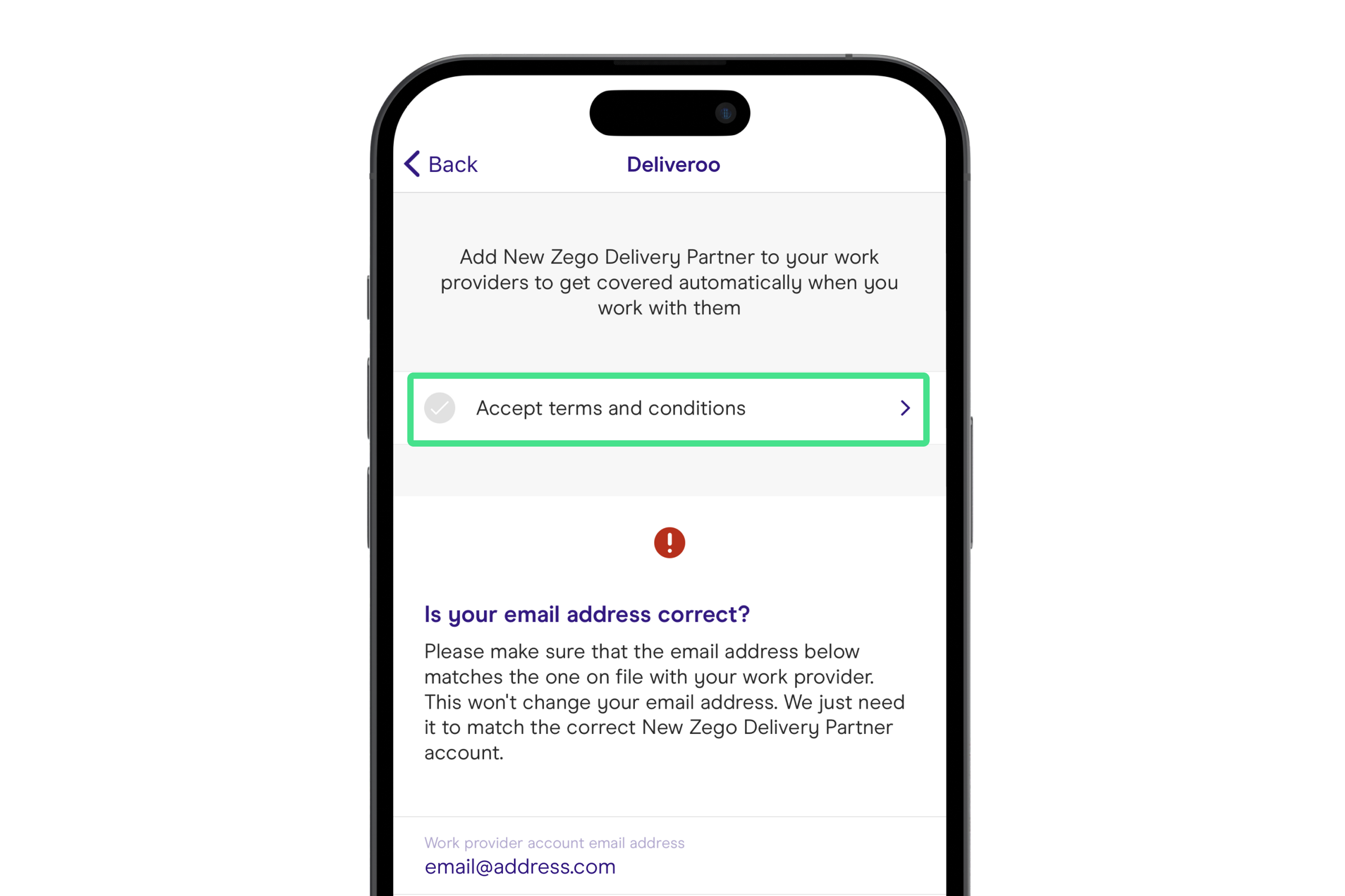 Image of the Zego Delivery app