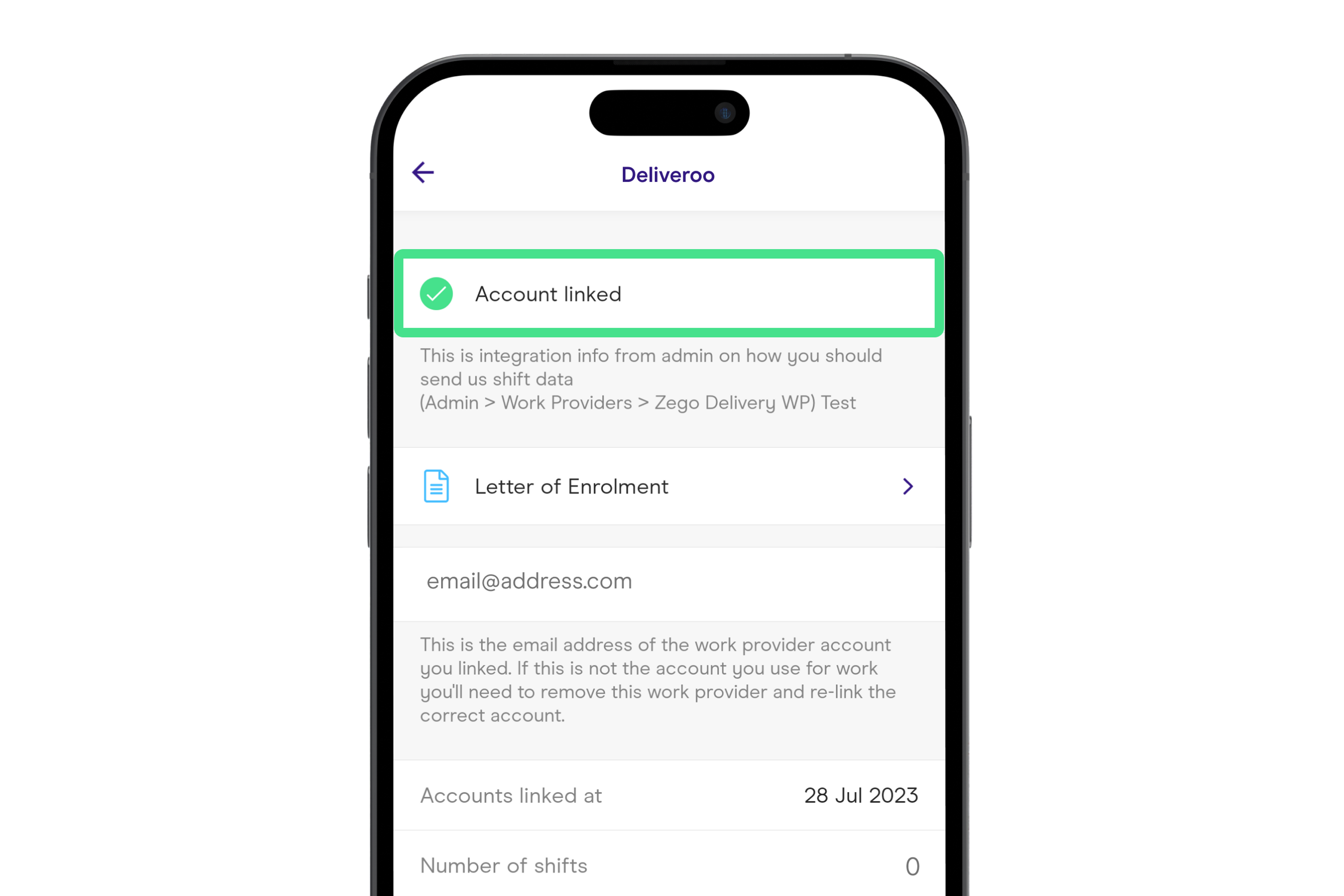 Image of the Zego Delivery app