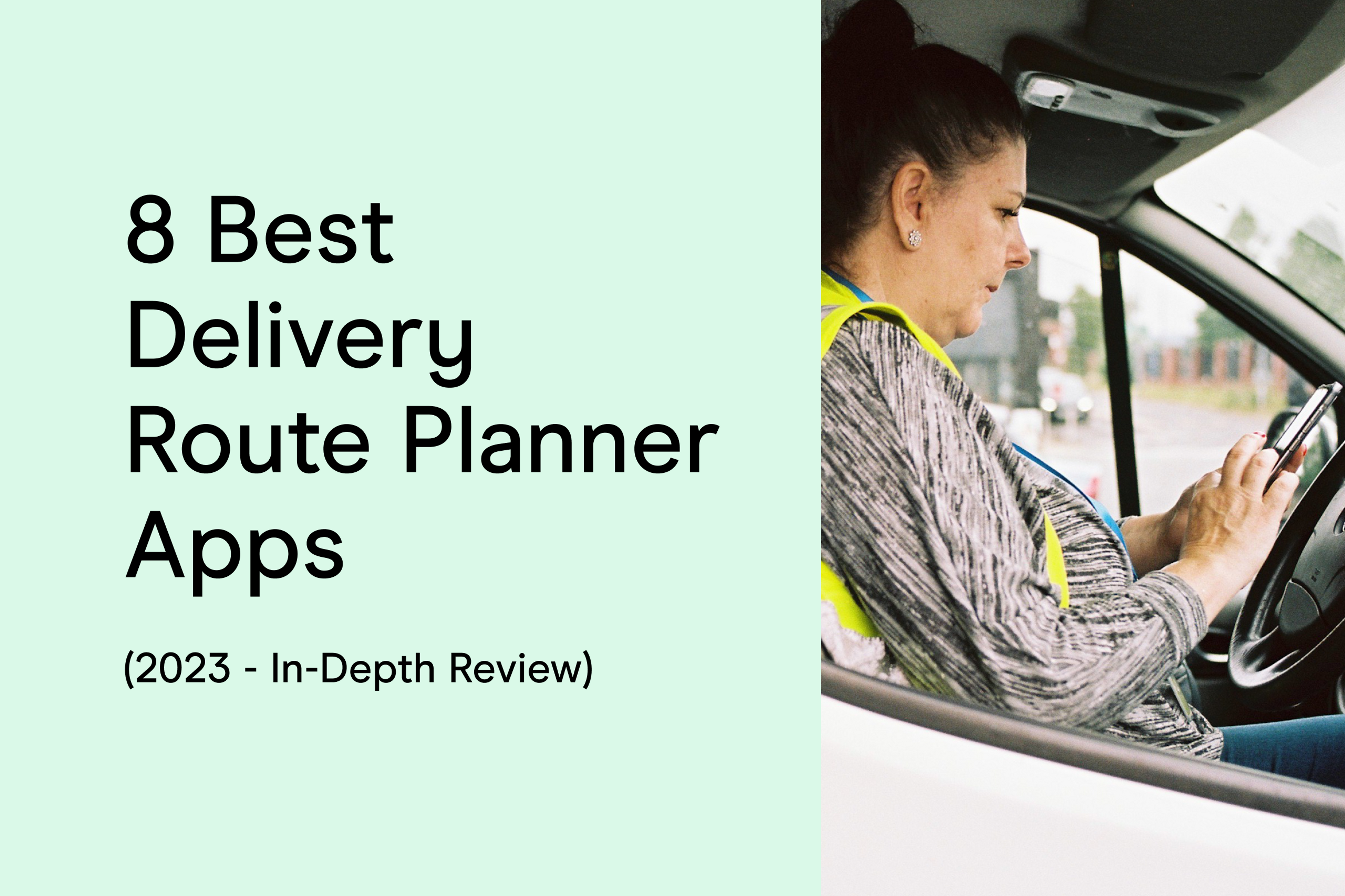 female courier driver driving in her van planning a delivery route