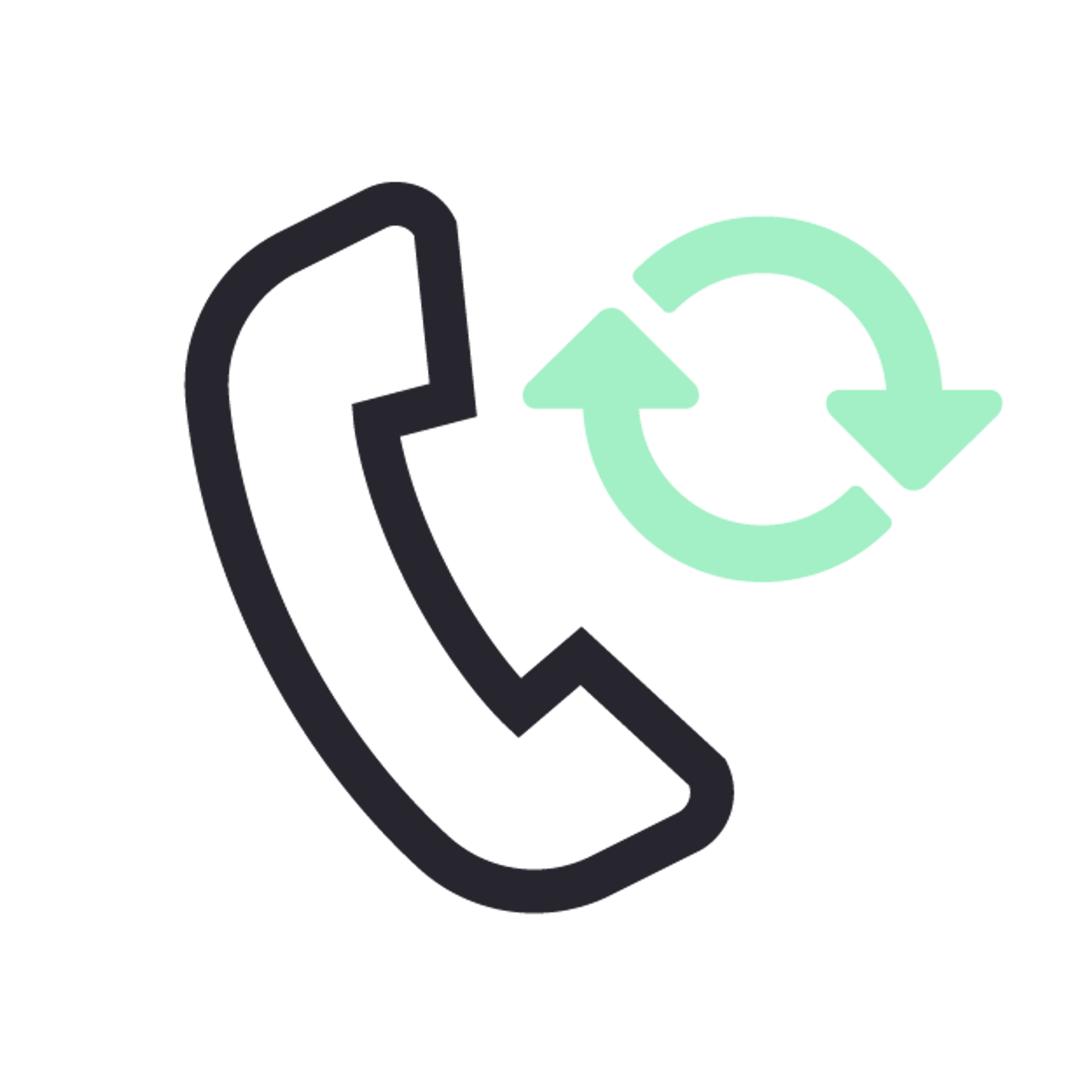 Telephone with a recycle symbol