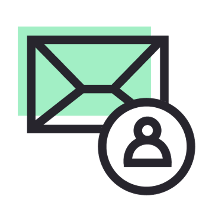 Email letter with a person icon