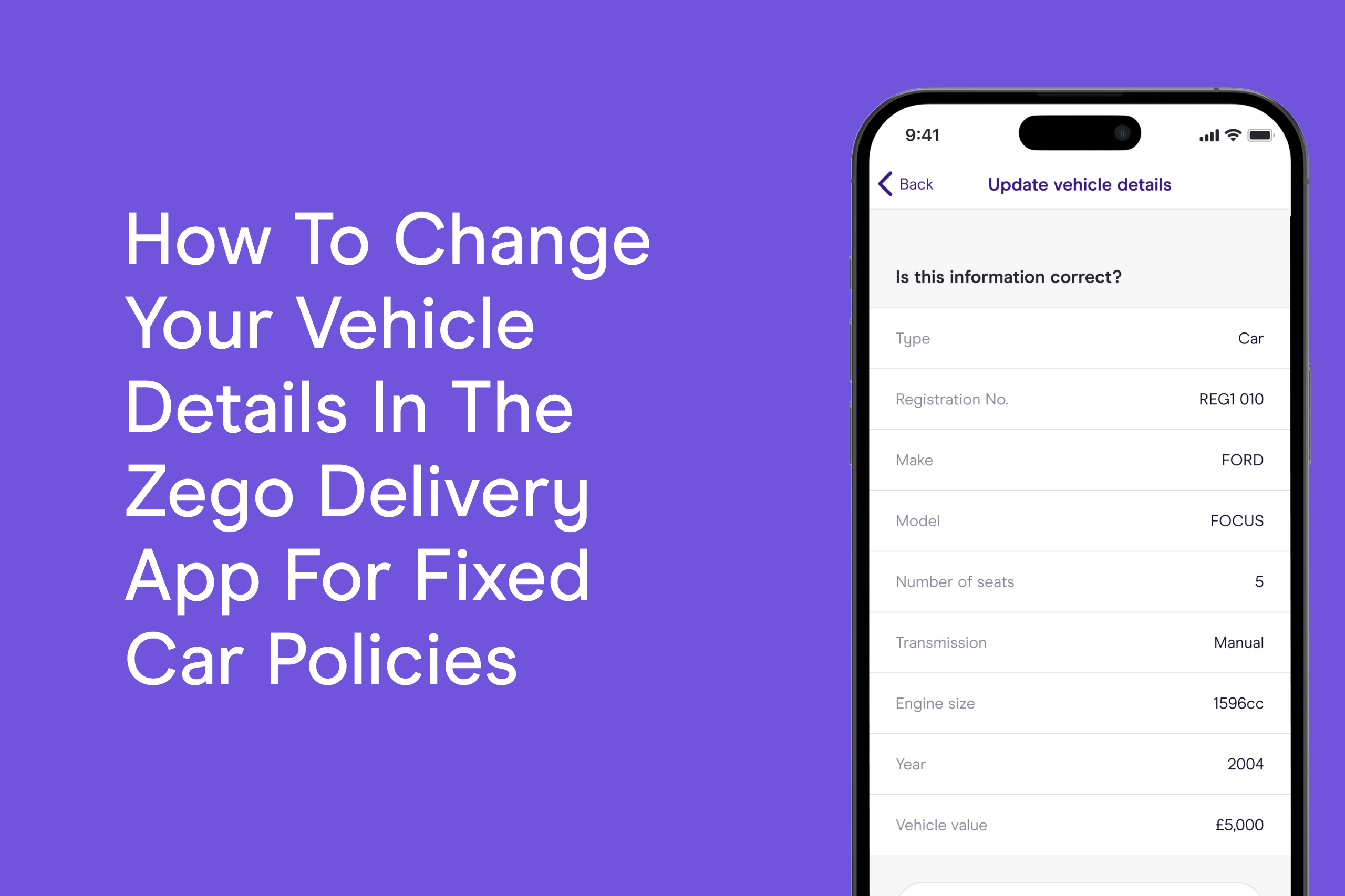 How to change your vehicle details in the Zego Delivery app for Fixed