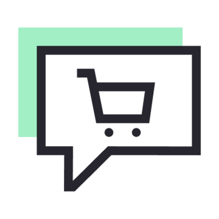 Chat with a shopping cart icon