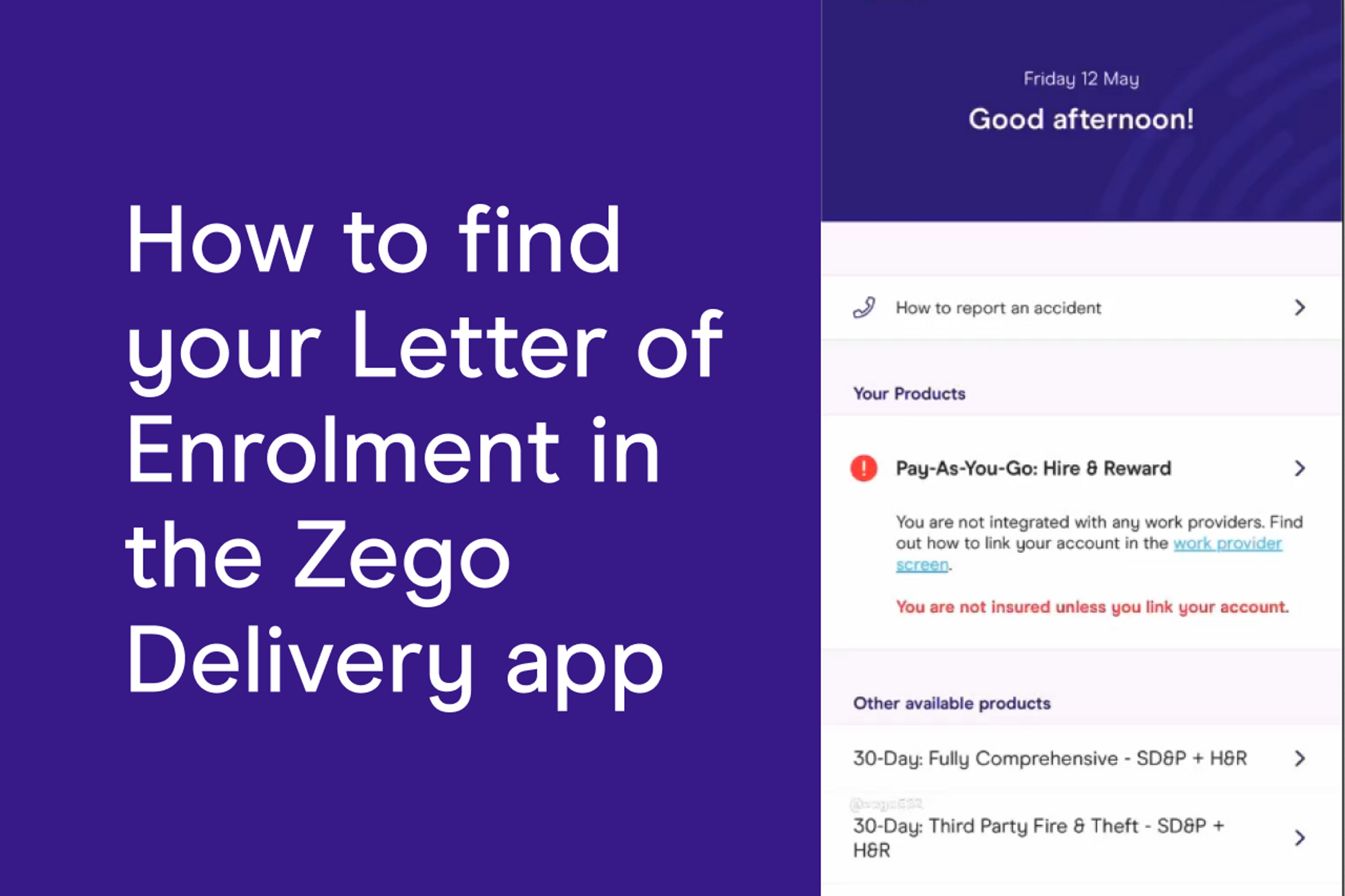 How to find your Letter of Enrolment in the Zego Delivery app