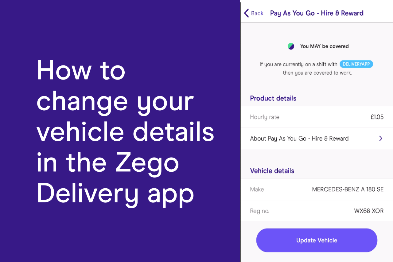 How to change your vehicle details in the Zego Delivery app