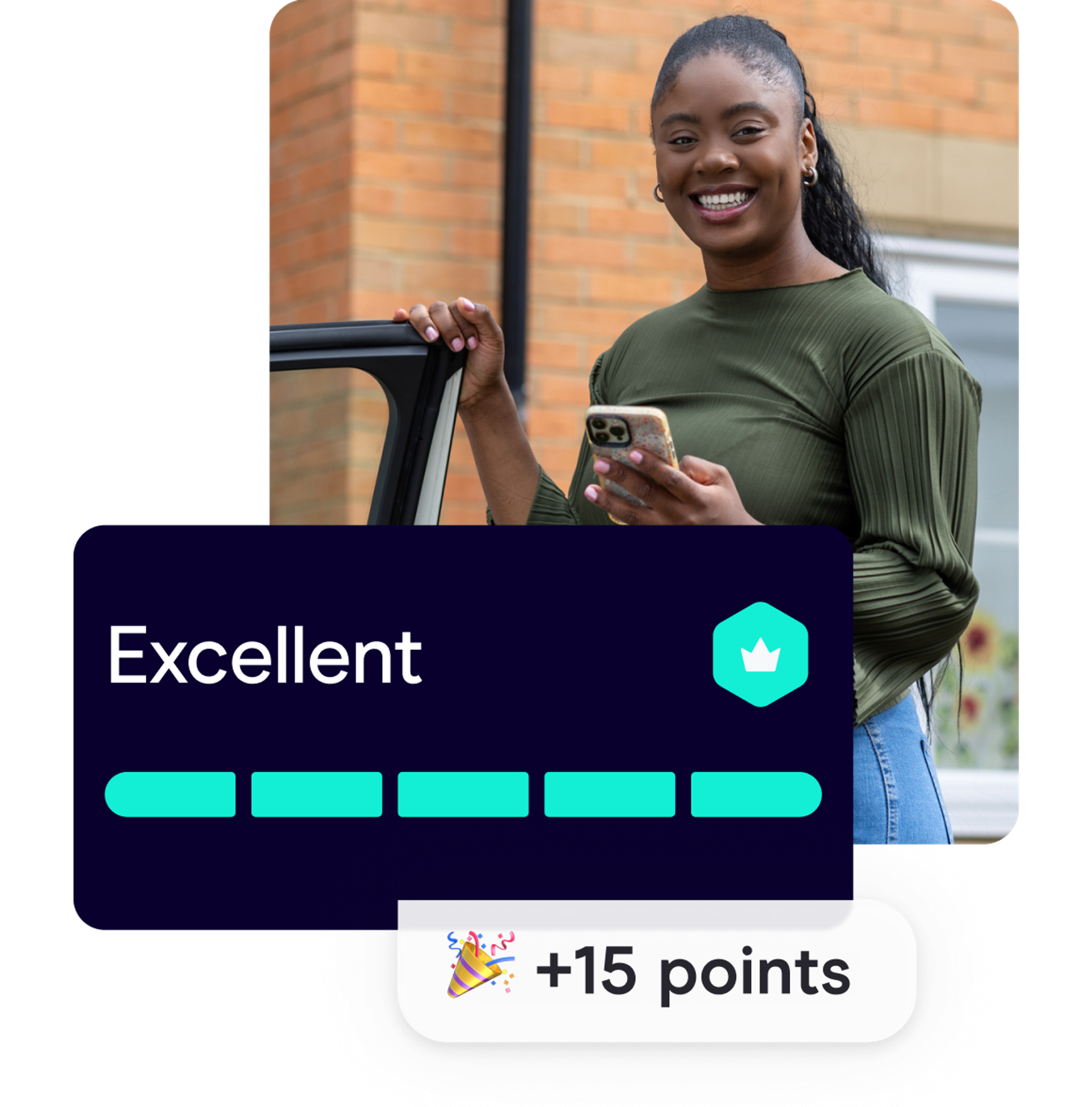 Zego Sense app screens showing driver score and insights
