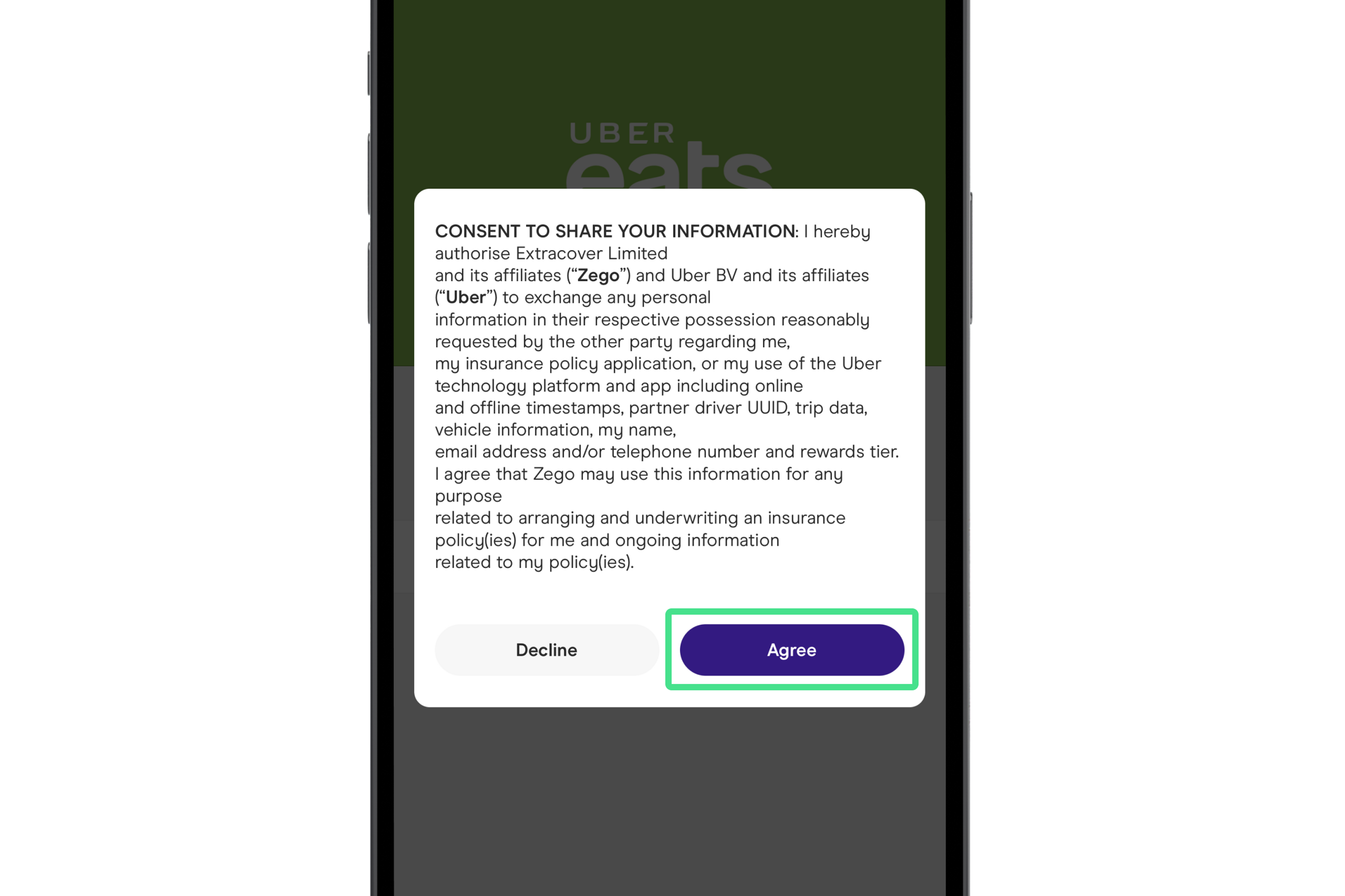 Image of the Zego Delivery app