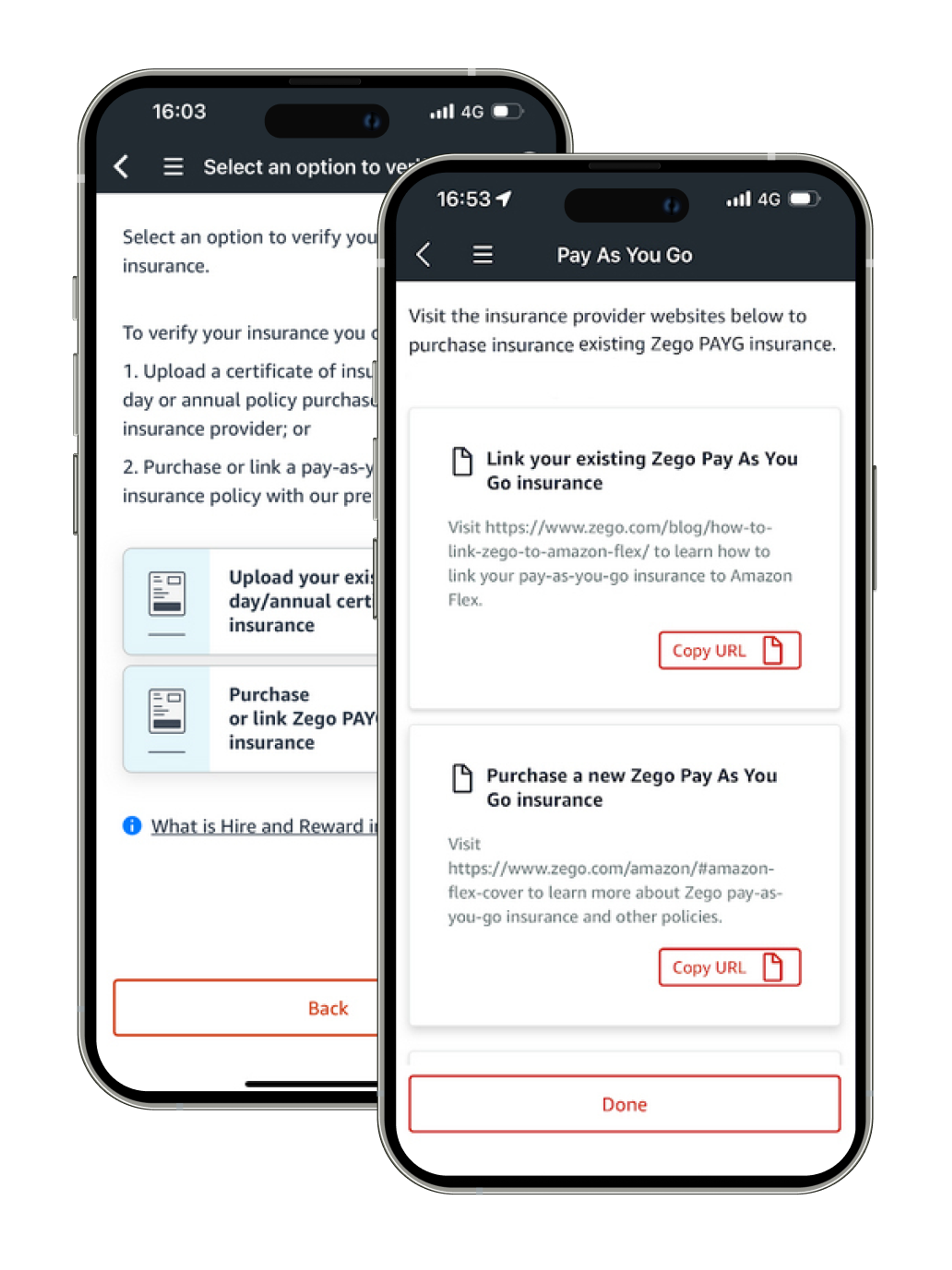 Phone mockup of Amazon Flex onboarding process