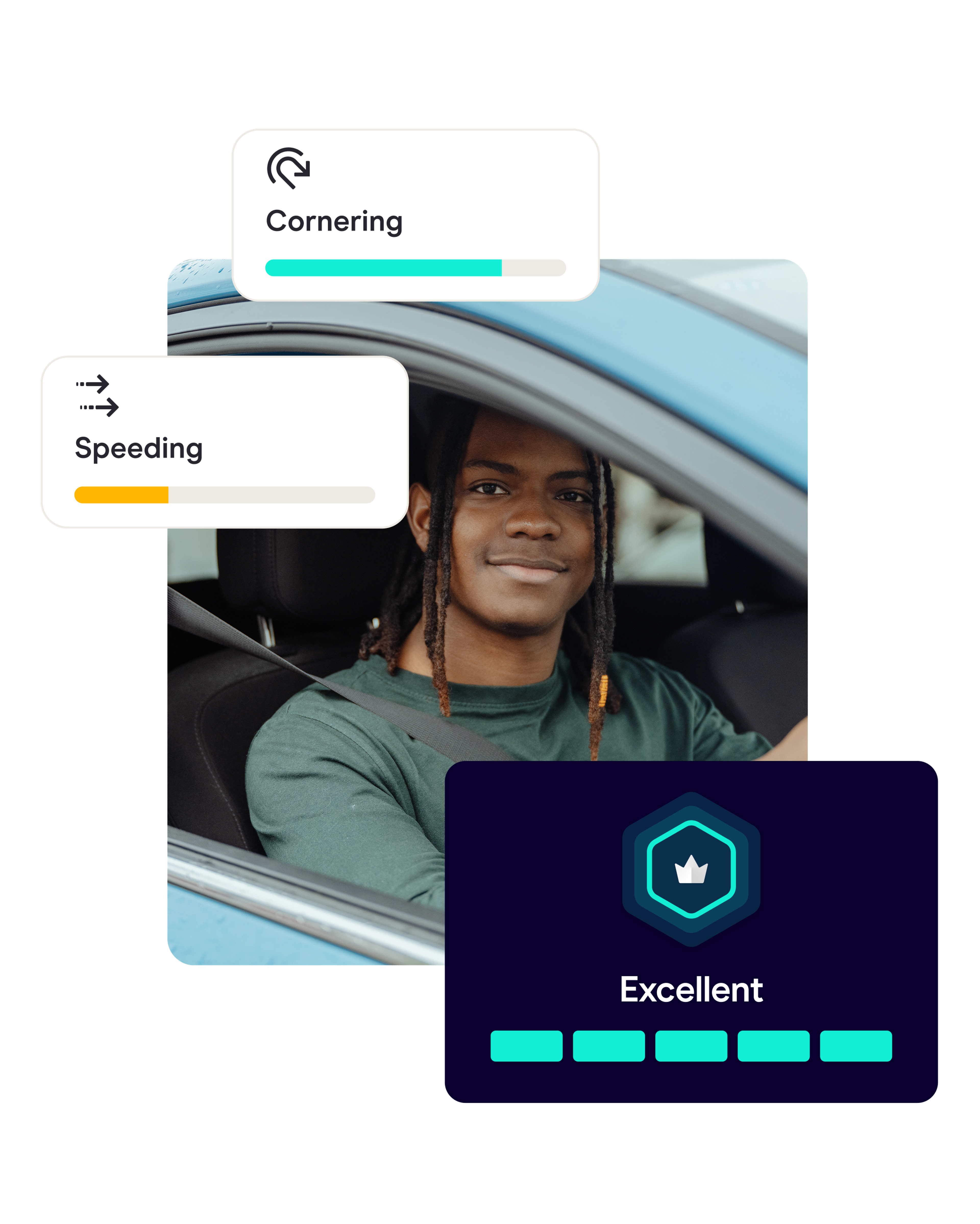 learner driver smiling with her driving scores.