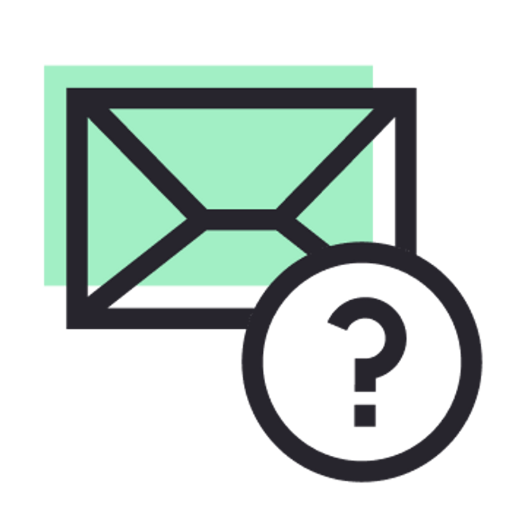 Email letter with a question mark icon